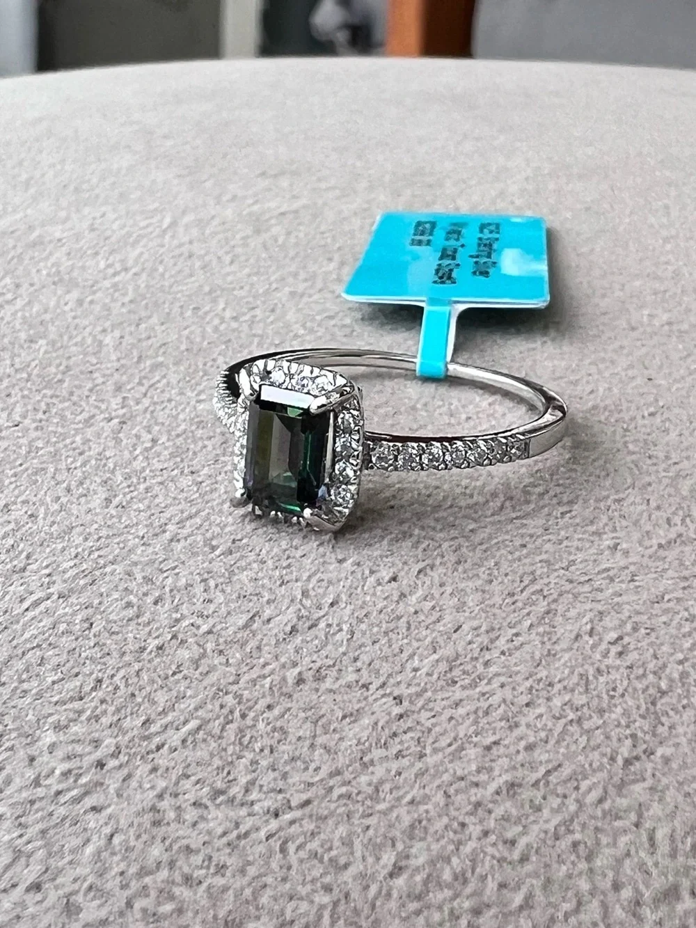 Rhodium Plated Sterling Silver Mystic Topaz Halo Solitaire Ring Size 9
